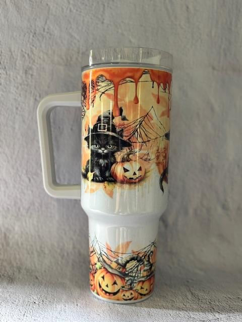 40oz Stainless Steel Tumbler Halloween Cat