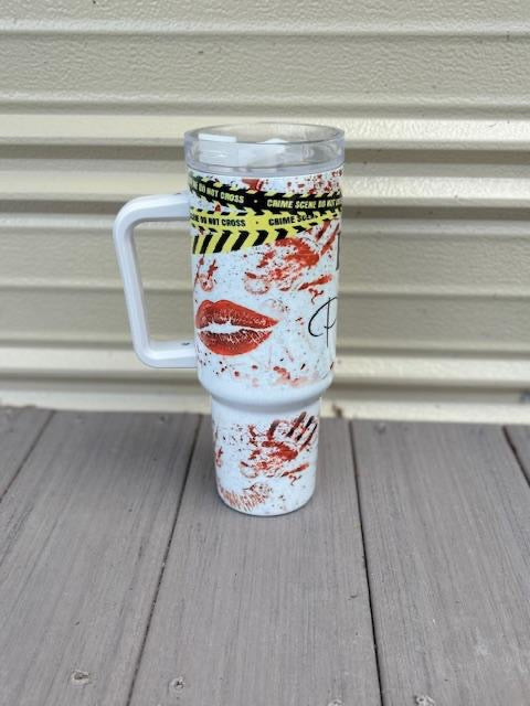 40oz Stainless Steel Tumbler Crime Scene Horror Halloween