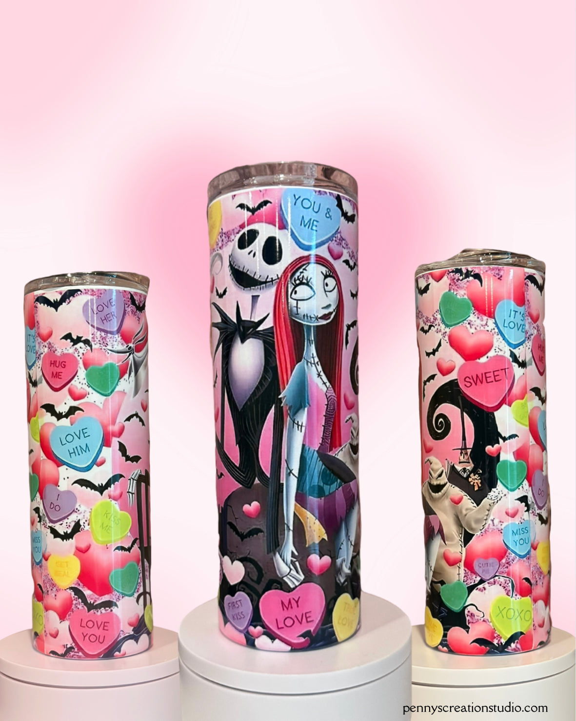 Nightmare Before Christmas Jack and Sally Valentines Day Tumbler