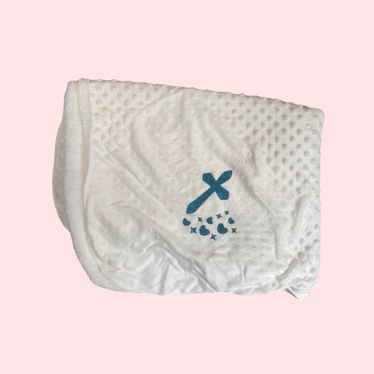 Soft Baby Blanket w Cross White