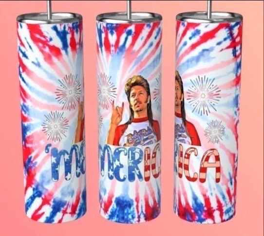 Joe Dirt Tumbler Personalized Custom Stainless Steel MERICA America Red White Blue Mullet Funny Gift